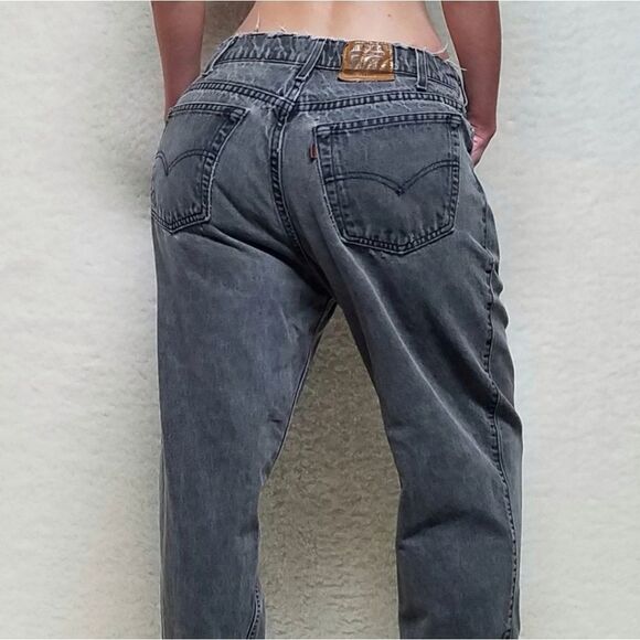 RARE Vintage 96 Levi's 545 Orange Tab Black Distressed Stone Wash Loose Fit Jean - Picture 5 of 16